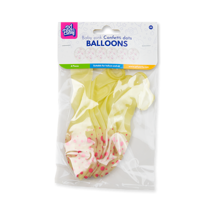 Ljusrosa ballonger med prickar, 30 cm, 6 st