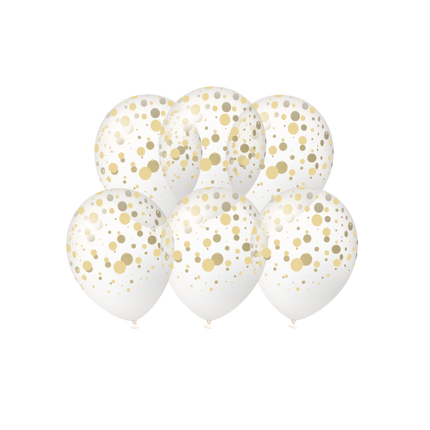 Guldfärgade ballonger med prickar, 30 cm, 6 st