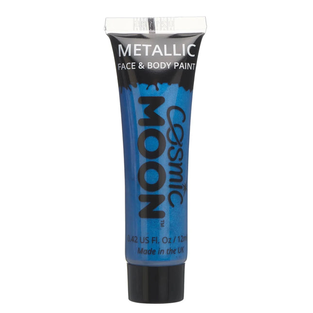 Cosmic Moon Metallic Face Paint Blue 12ml van Moon Creations koop je bij Partywinkel