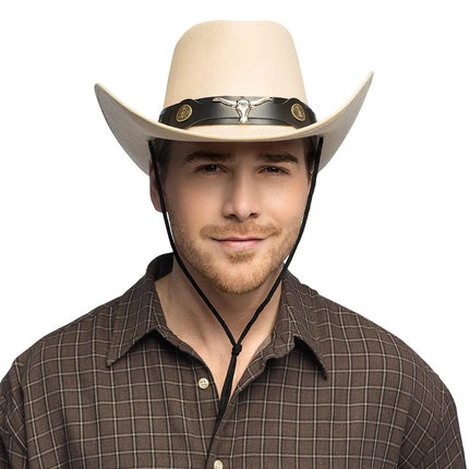 Cowboy Hoed Beige Wyatt van Boland koop je bij Partywinkel