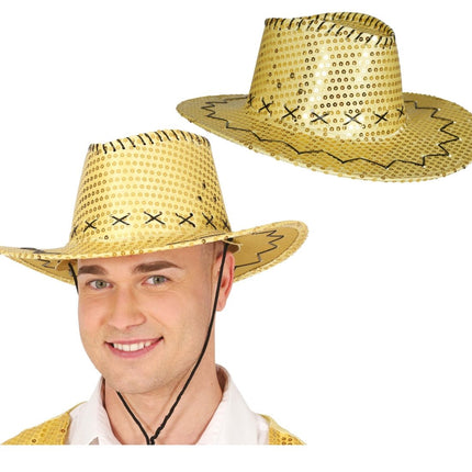 Cowboy Hoed Goud Pailletten van Fiestas Guirca koop je bij Partywinkel