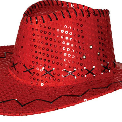 Cowboy Hoed Rood Pailleten van Fiestas Guirca koop je bij Partywinkel