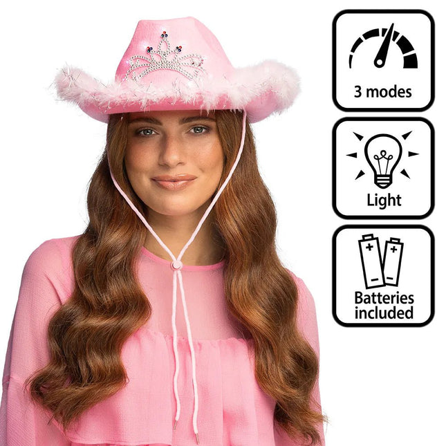 Cowboy Hoed Roze Led van Boland koop je bij Partywinkel