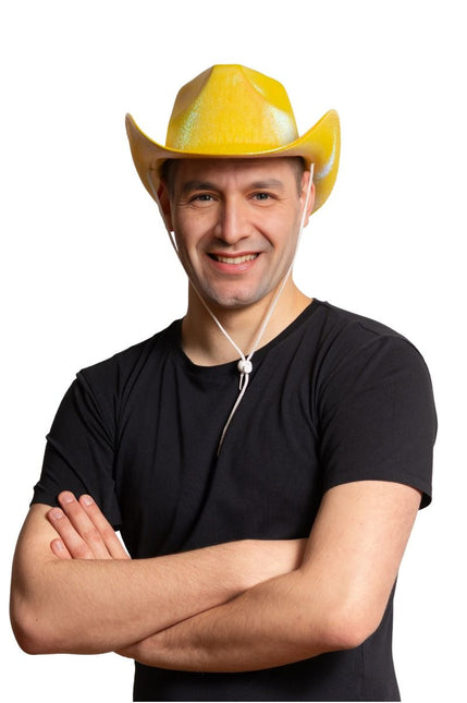 Cowboy Hoed Shiny Goud van Partychimp koop je bij Partywinkel