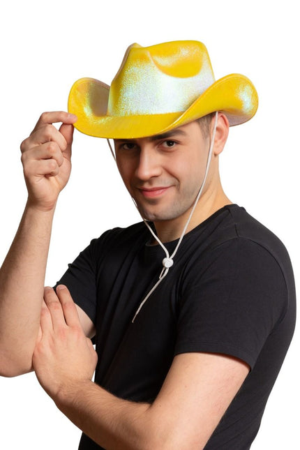 Cowboy Hoed Shiny Goud van Partychimp koop je bij Partywinkel