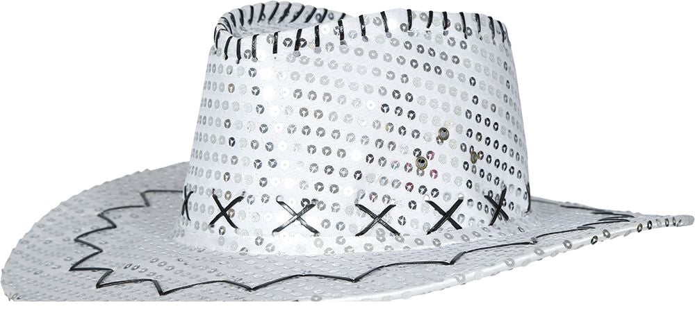 Cowboy Hoed Zilver Pailletten van Fiestas Guirca koop je bij Partywinkel