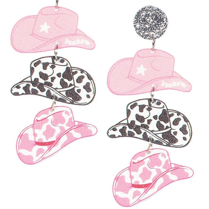 Cowboy Oorbellen Zwart Roze van Wilbers & Wilbers koop je bij Partywinkel