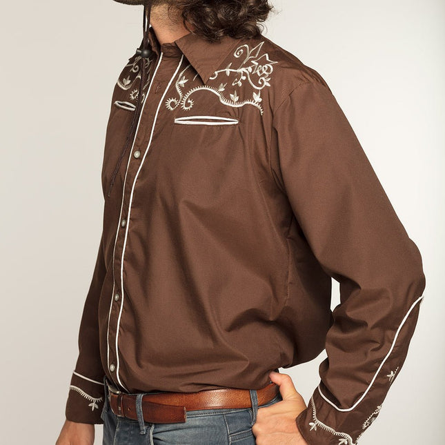 Cowboy Shirt Heren Bruin van Boland koop je bij Partywinkel