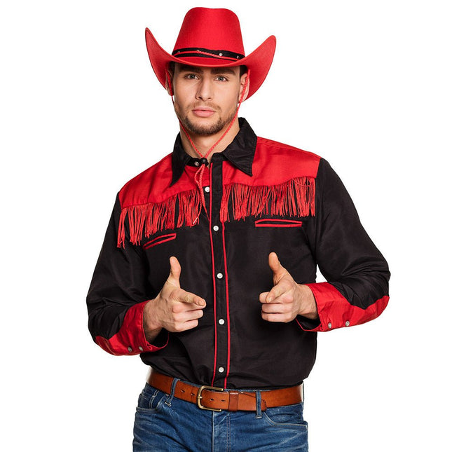 Cowboy Shirt Heren Rood van Boland koop je bij Partywinkel