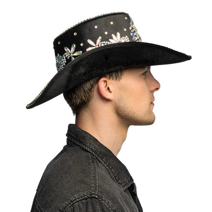 Cowboyhoed Crystal zwart van Boland koop je bij Partywinkel