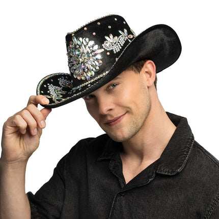 Cowboyhoed Crystal zwart van Boland koop je bij Partywinkel