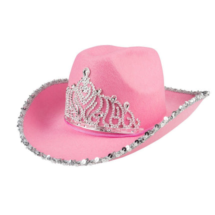 Cowboyhoed Glitter Roze 39cm van Boland koop je bij Partywinkel