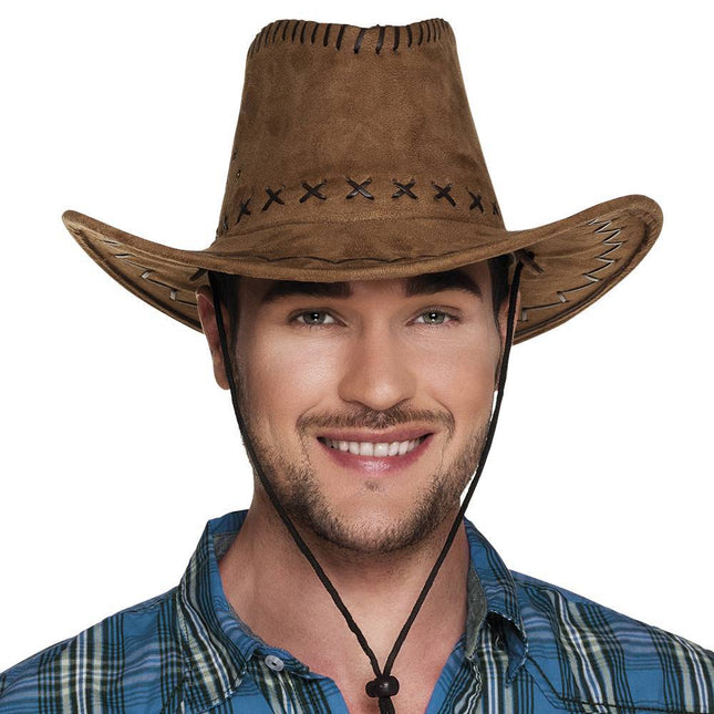 Cowboyhoed Leatherlook van Boland koop je bij Partywinkel
