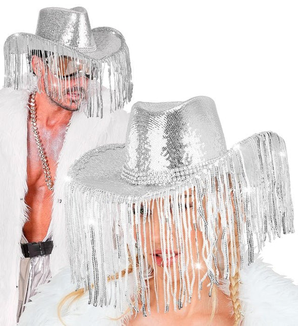 Cowboyhoed Pailletten Met Strass En Franjes van Widmann koop je bij Partywinkel