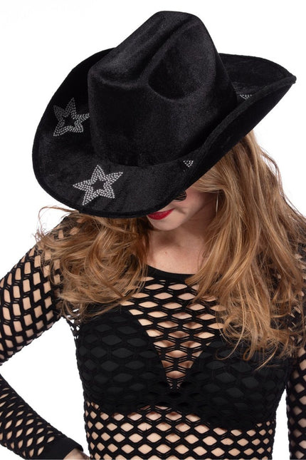 Cowboy Hoed Zwart Dames Sterren van Wilbers & Wilbers koop je bij Partywinkel
