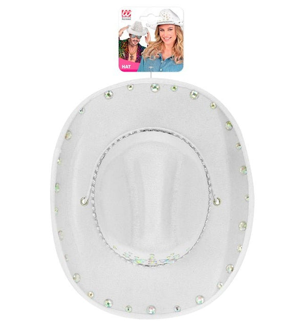 Cowboyhoed Wit Met Diamanten van Widmann koop je bij Partywinkel