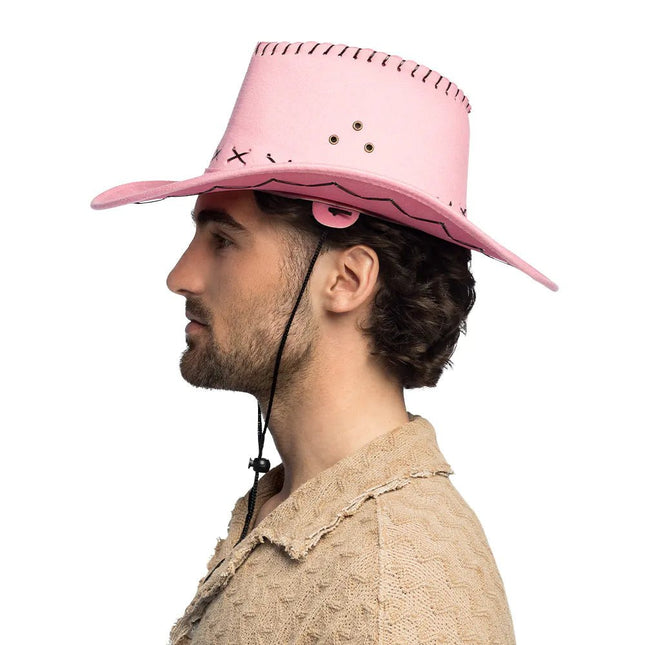 Cowgirl Hoed Roze Borduursel van Boland koop je bij Partywinkel