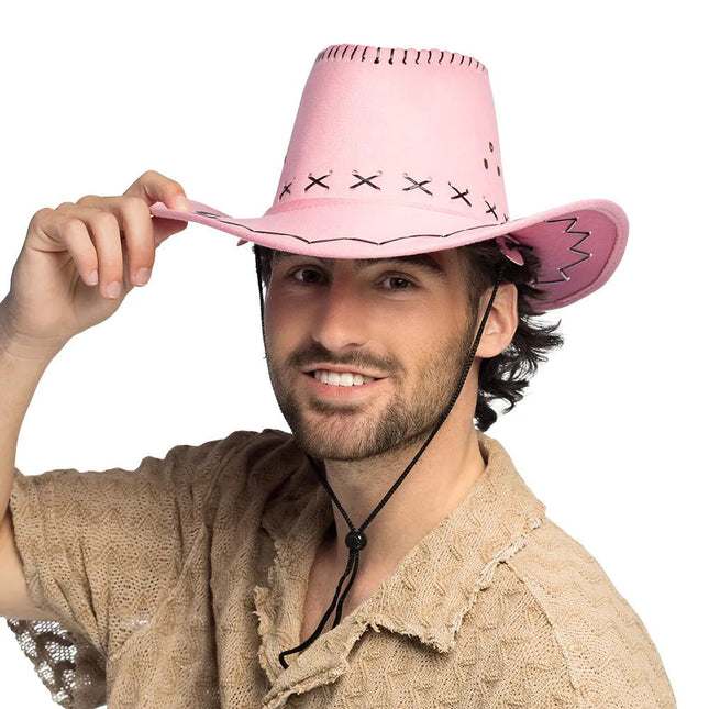 Cowgirl Hoed Roze Borduursel van Boland koop je bij Partywinkel