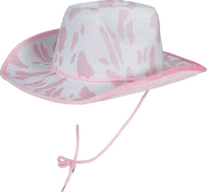 Cowgirl Hoed Wit Roze Koeien Print van Fiestas Guirca koop je bij Partywinkel