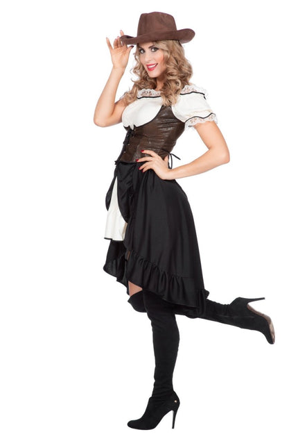 Cowgirl Jurk Dames Met Corset van Wilbers & Wilbers koop je bij Partywinkel