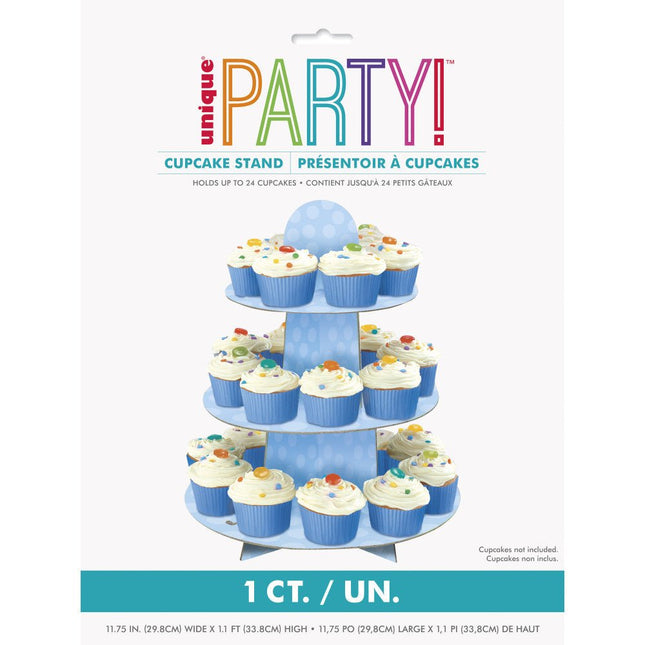 Cupcake Etagere Stippen Blauw 34cm van Unique koop je bij Partywinkel