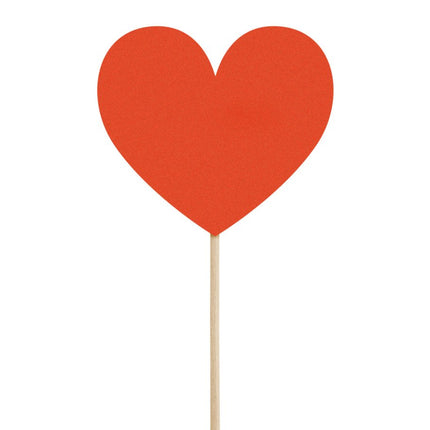 Hartjes Cupcake Toppers 11cm 6st van Partydeco koop je bij Partywinkel