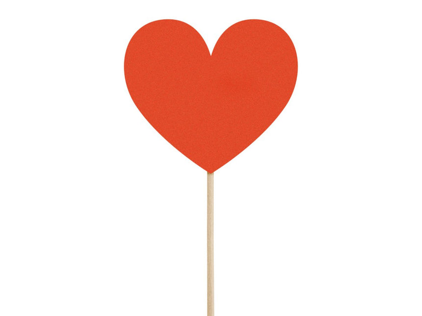 Hartjes Cupcake Toppers 11cm 6st van Partydeco koop je bij Partywinkel