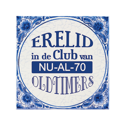 Delfts Blauw Tegel 70 Jaar 14,5cm van Paper Dreams koop je bij Partywinkel