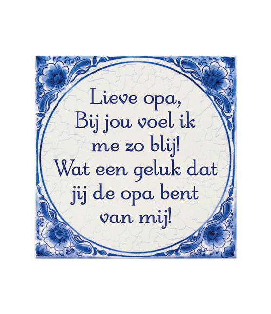 Delfts Blauw Tegel Lieve Opa 14,5cm van Paper Dreams koop je bij Partywinkel