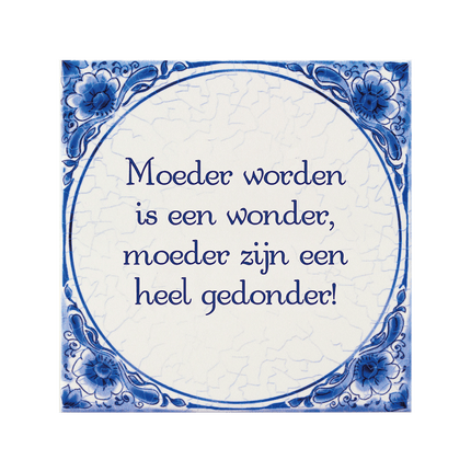 Delfts Blauw Tegel Moeder Worden 14,5cm van Paper Dreams koop je bij Partywinkel