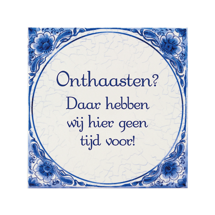 Delfts Blauw Tegel Onthaasten 14,5cm van Paper Dreams koop je bij Partywinkel