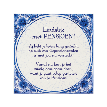 Delfts Blauw Tegel Pensioen 14,5cm van Paper Dreams koop je bij Partywinkel