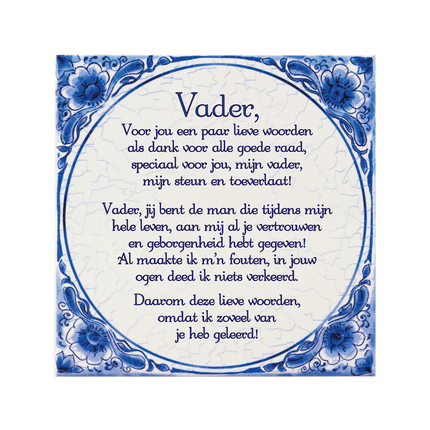 Delfts Blauw Tegel Vader 14,5cm van Paper Dreams koop je bij Partywinkel