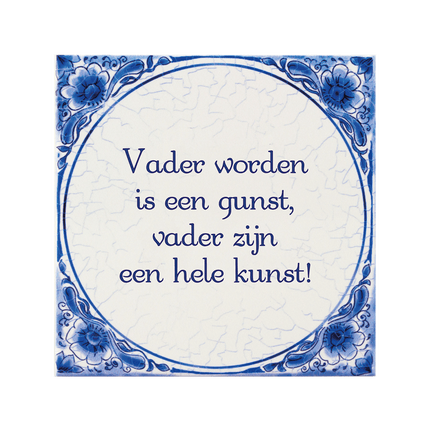 Delfts Blauw Tegel Vader Worden 14,5cm van Paper Dreams koop je bij Partywinkel