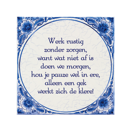 Delfts Blauw Tegel Werk Rustig 14,5cm van Paper Dreams koop je bij Partywinkel
