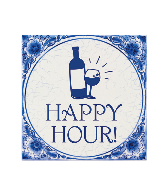 Delftsblauw Tegel Happy Hour 15cm van Paper Dreams koop je bij Partywinkel