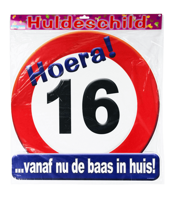 Deurbord 16 jaar Verkeersbord 50cm van Paper Dreams koop je bij Partywinkel