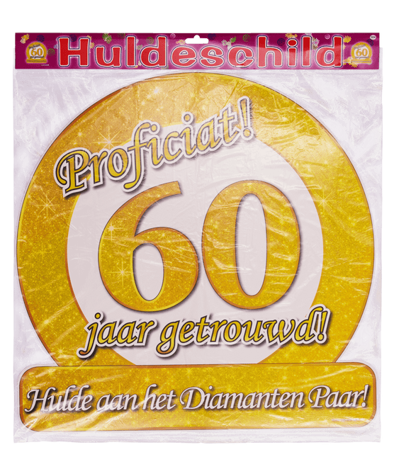 Deurbord 60 Jaar Getrouwd 50cm van Paper Dreams koop je bij Partywinkel