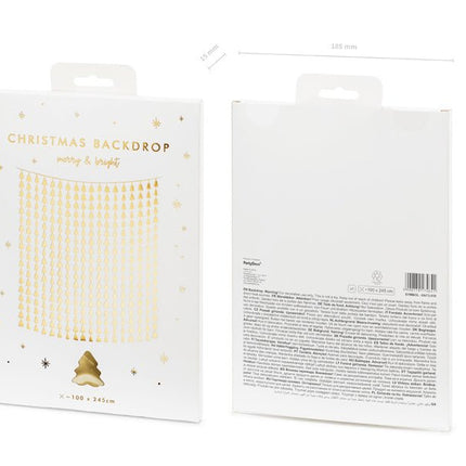 Deurgordijn Kerstbomen Goud 2,45m van Partydeco koop je bij Partywinkel