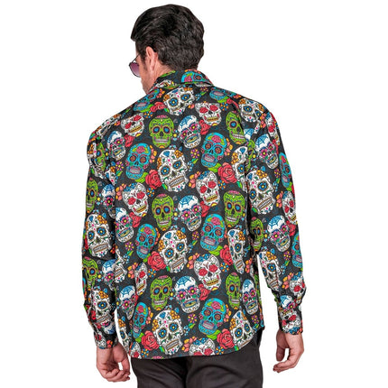 Dia De Los Muertos Blouse Heren van Widmann koop je bij Partywinkel