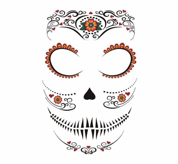 Dia De Los Muertos Gezicht Stickers 30x14 cm van Fiestas Guirca koop je bij Partywinkel