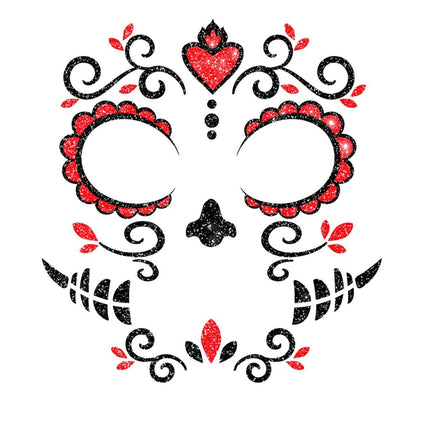 Dia De Los Muertos Gezicht Stickers Glitter 20cm van Fiestas Guirca koop je bij Partywinkel