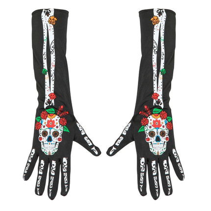Dia De Los Muertos Handschoenen 40cm van Widmann koop je bij Partywinkel