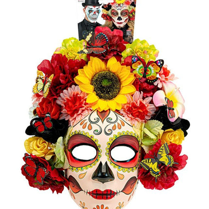Dia De Los Muertos Masker Gekleurd Bloemen van Widmann koop je bij Partywinkel