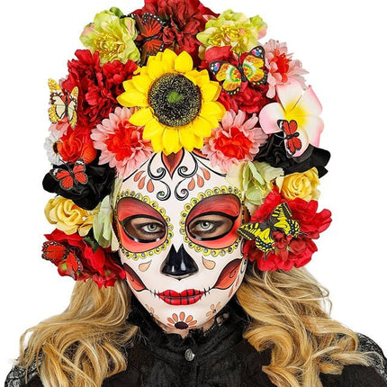 Dia De Los Muertos Masker Gekleurd Bloemen van Widmann koop je bij Partywinkel
