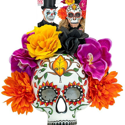 Dia De Los Muertos Masker Gekleurd Schedel van Widmann koop je bij Partywinkel