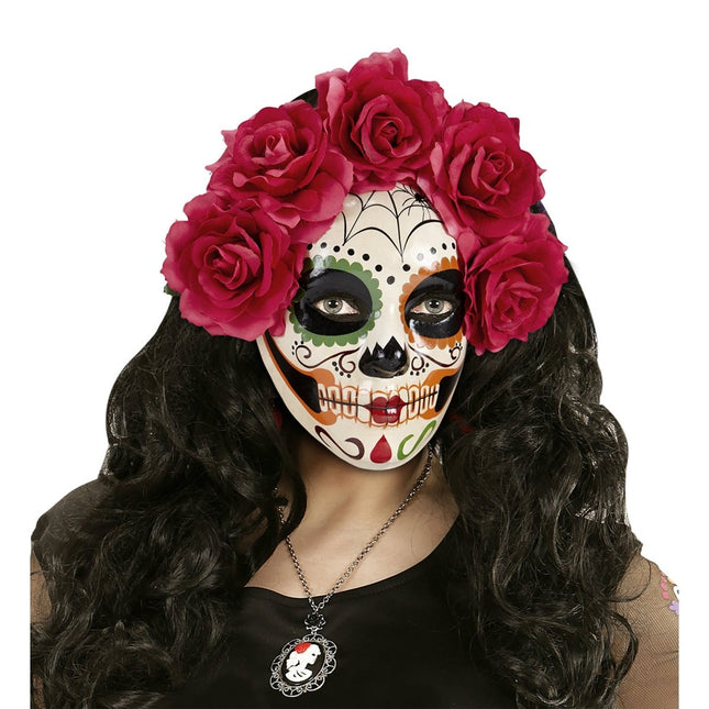 Dia De Los Muertos Masker Rozen van Widmann koop je bij Partywinkel