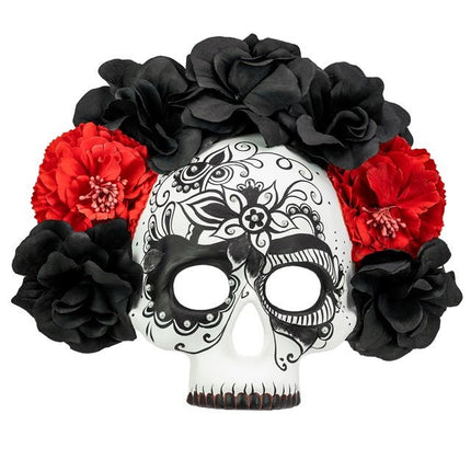 Dia De Los Muertos Masker Zwart Wit Schedel van Widmann koop je bij Partywinkel