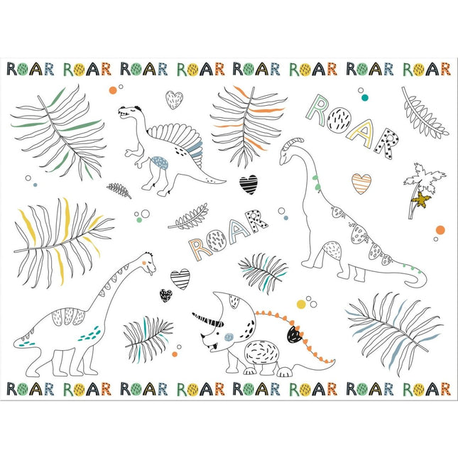 Dino Placemats Kleurplaat Roars 6st van Folat koop je bij Partywinkel