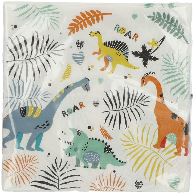 Dino Servetten Gekleurd 33cm 20st van Folat koop je bij Partywinkel